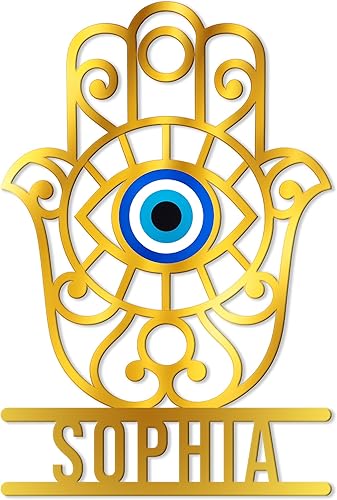 Letrero de metal personalizado contra el mal de ojo, símbolo de protección personalizado, pared, valla, porche, patio, hogar, oficina, decoración