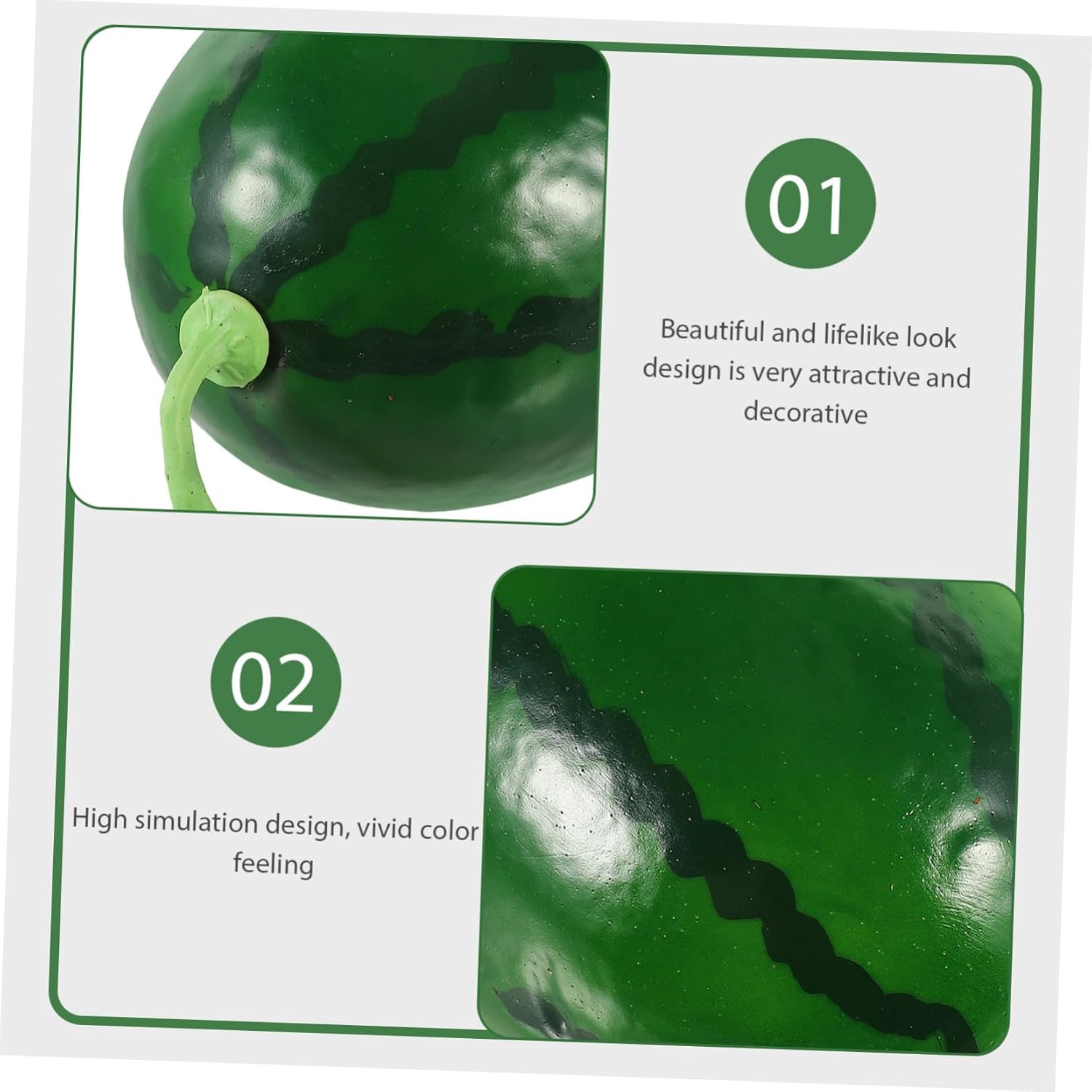 Simulated Watermelon Decoration Lifelike Artificial Fruit Model for Home Kitchen Photography Props Lightweight Faux Watermelon Ornament for Unique Displays and Fruit Shop Decor