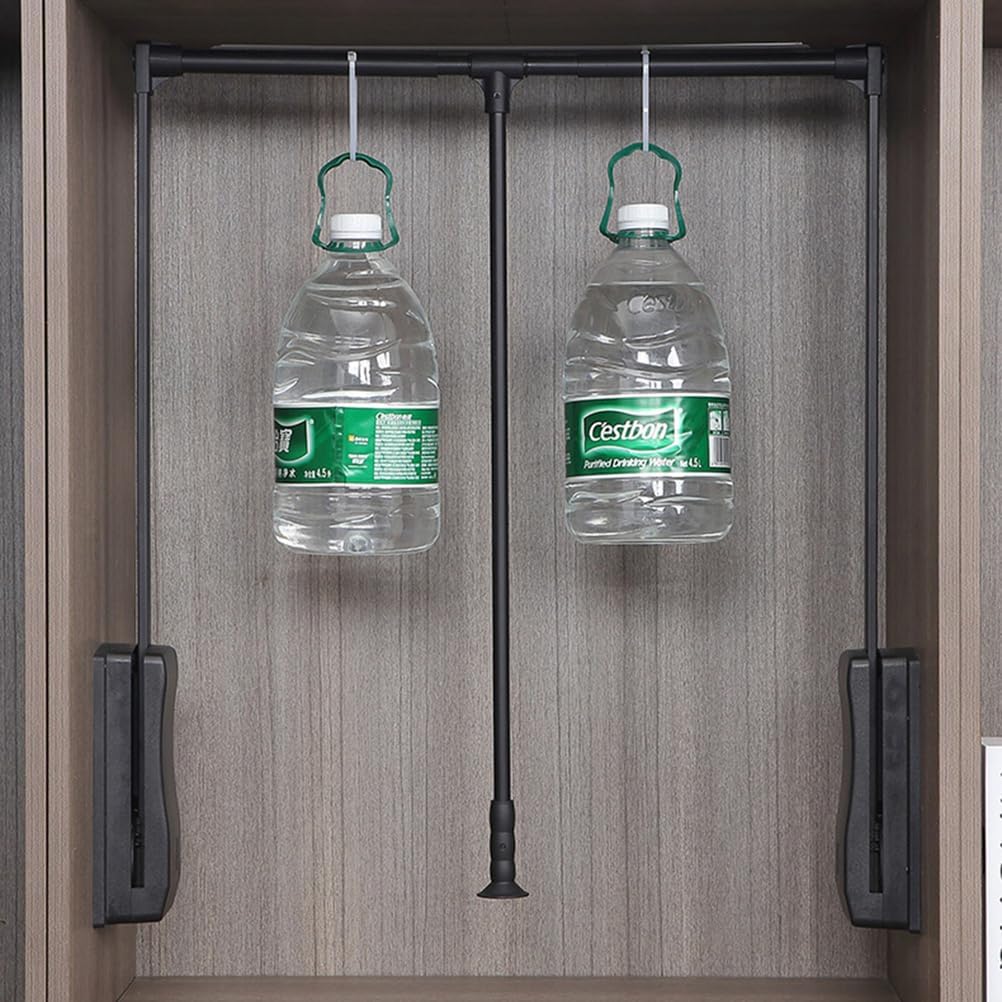 LDIW Closet Pull Down 90° Closet Rod Wardrobe Rail Lift Rod Space-Saving Clothes Hanging Bar Adjustable Width Organizer Storage System,Black,930to1250mm