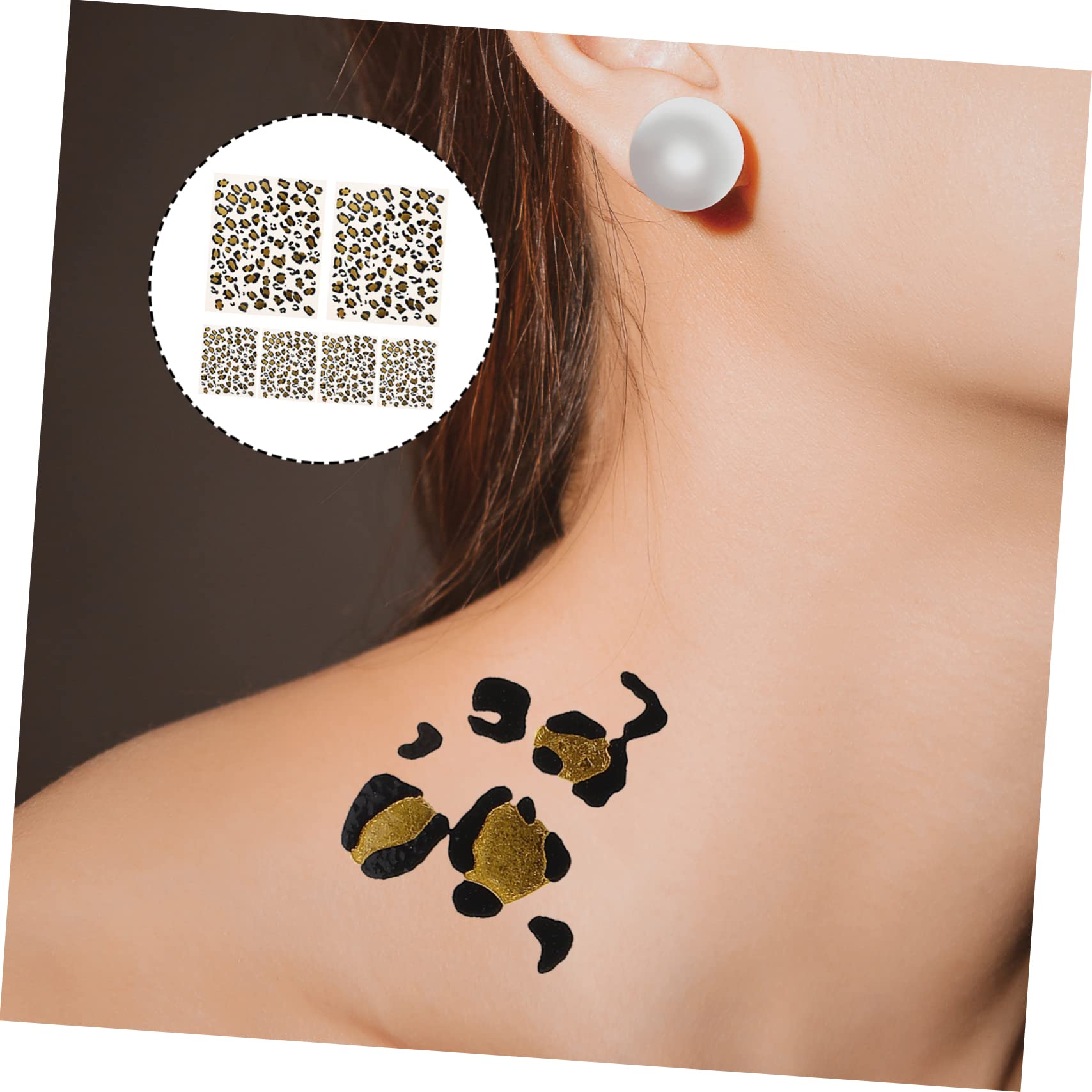PartyKindom 6 Hojas de Tatuajes Temporales de Transferencia Térmica Estampado de Leopardo, Papel de Transferencia Delicado y Fácil de Aplicar para Fiestas y Club