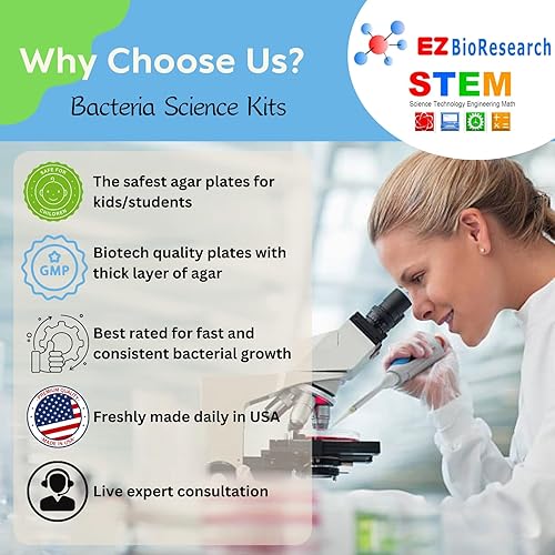 Miniatura 5 de Kit de ciencias de bacterias EZ Bioresearch (IV) kit de proyecto de ciencias Placas de agar LB preparadas e hisopos de algodón Exclusivo libro