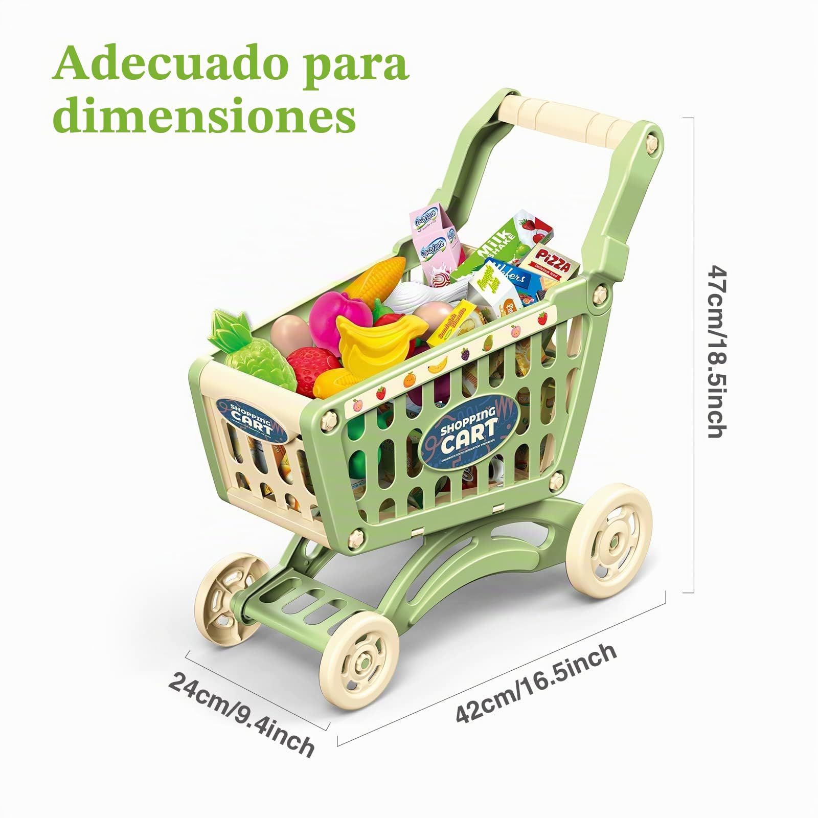 RedCrab Carro Compra Juguetes Infantil, Juego de Accesorios de Tienda de 54 Piezas, Carrito de Compras de Juguete para Regalo Educativo