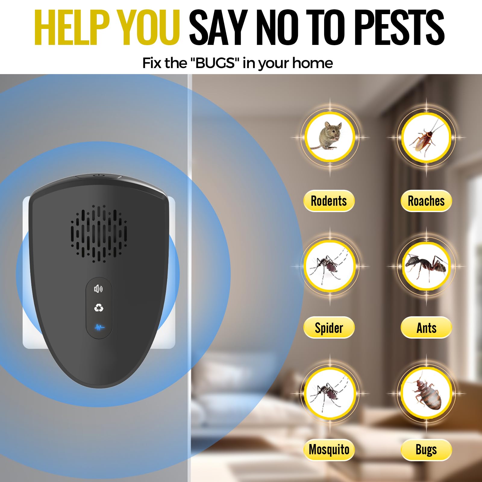 Repellente per roditori ad ultrasuoni per interni, repellente per topi per casa, deterrente per topi ad ultrasuoni plug in