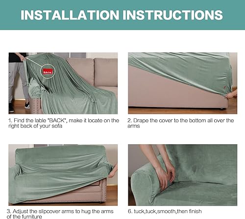 Miniatura 5 de Turquoize Funda de terciopelo elástica para sofá de 3 cojines, funda gruesa y suave lavable, protector de muebles para perros, funda de sofá para