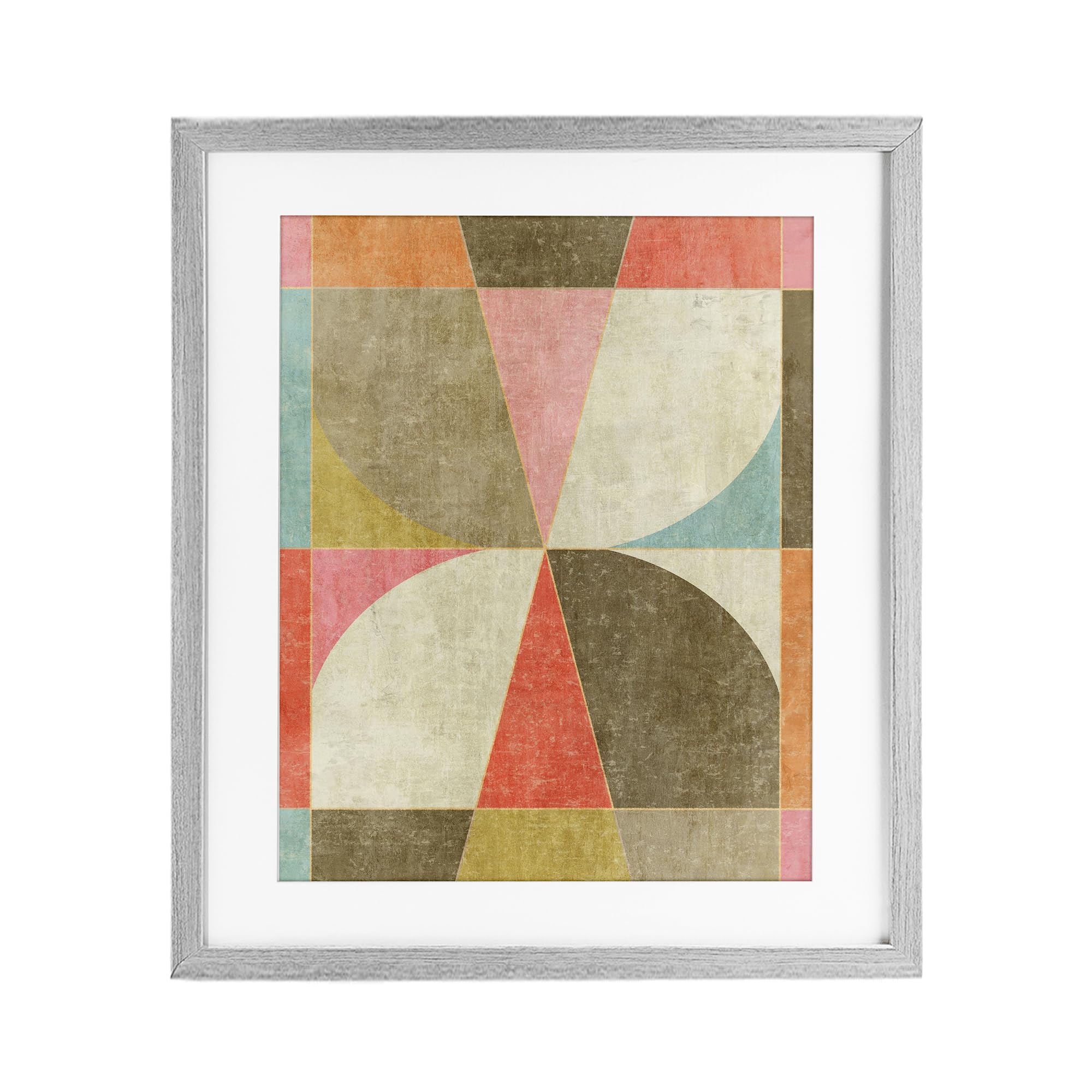 Stupell Industries Farmhouse Gray (Textured) Geometric Pinwheel Abstract Balance, 17 X 21 Inch Framed Print Under Glass