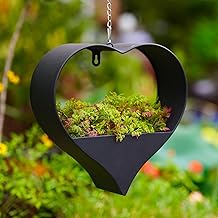 Metal Heart Shape Flower Pot Hanging Garden Decoration for Outdoor Use - Black Plant Pot Decoration for Garden Balcony Outdoor Plant Pot Decoration Living Room Hanging Pot Gifts for Women Mum Plant Pot