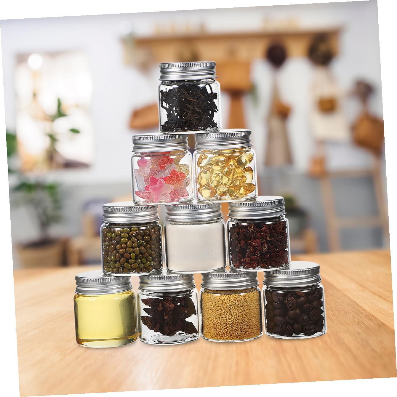 OUNONA 20 Pcs Glass Jar Sealing Lid Spice Jar Storage Jars Airtight Small Jar with Lid Lids Food Jar Food Containers Kitchen Canisters Tea Coffee Sugar Canisters Aluminum Cap
