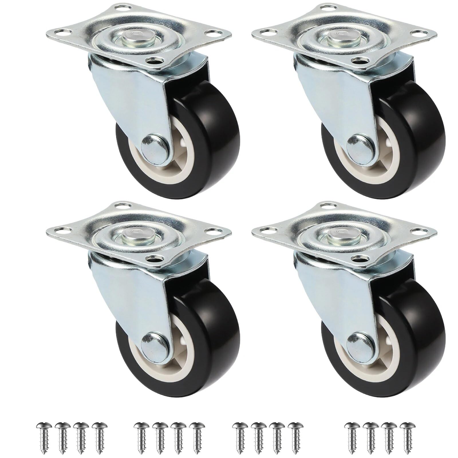 GYRAZXS 4-Pack PVC Furniture Cs 1"/1.25"/2" Heavy-Duty Swivel Wheels Silent Universal Trolley Cs & Wear-Resistant Ideal for Large Furniture