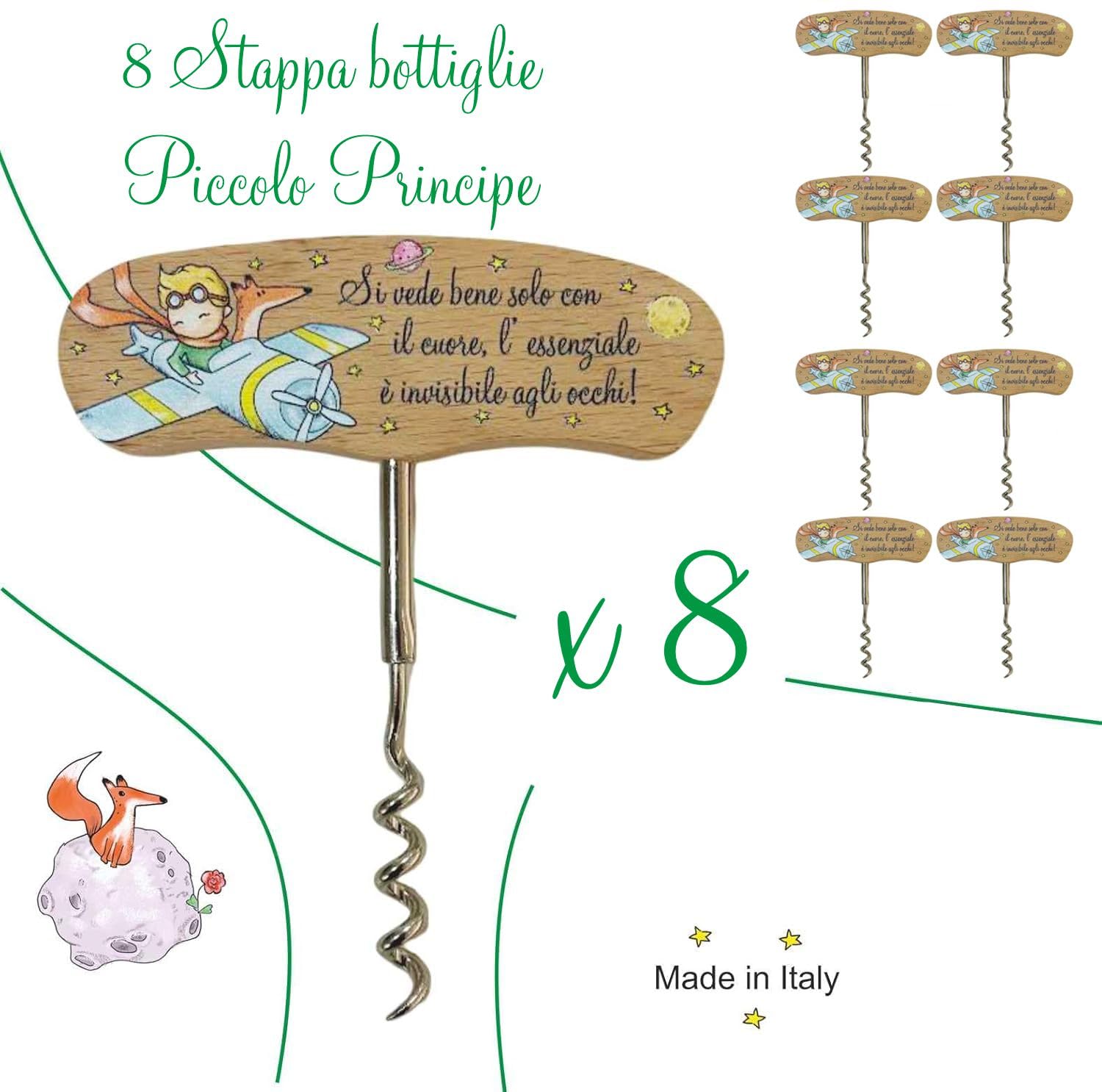 Regalami.Shop Set 8 Bomboniere Piccolo Principe Complete di Scatola, Portaconfetti e Biglietto Coordinato. (8, picc)
