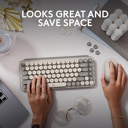 Miniatura 7 de Logitech POP Keys Teclado inalámbrico mecánico con teclas de emojis personalizables, diseño compacto duradero, conectividad Bluetooth o USB,
