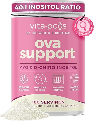 Suplemento de mio-inositol y D-Chiro inositol para mujeres, suplementos de SOP para fertilidad, polvo OvaSupport con vitaminas 401 relación mio 2000