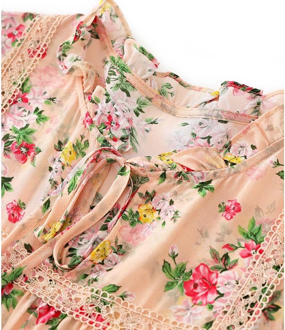 JSEIAJB Silk Print Covers The Flesh and Slims Down Exuding A Loose and Loose Floral Dress