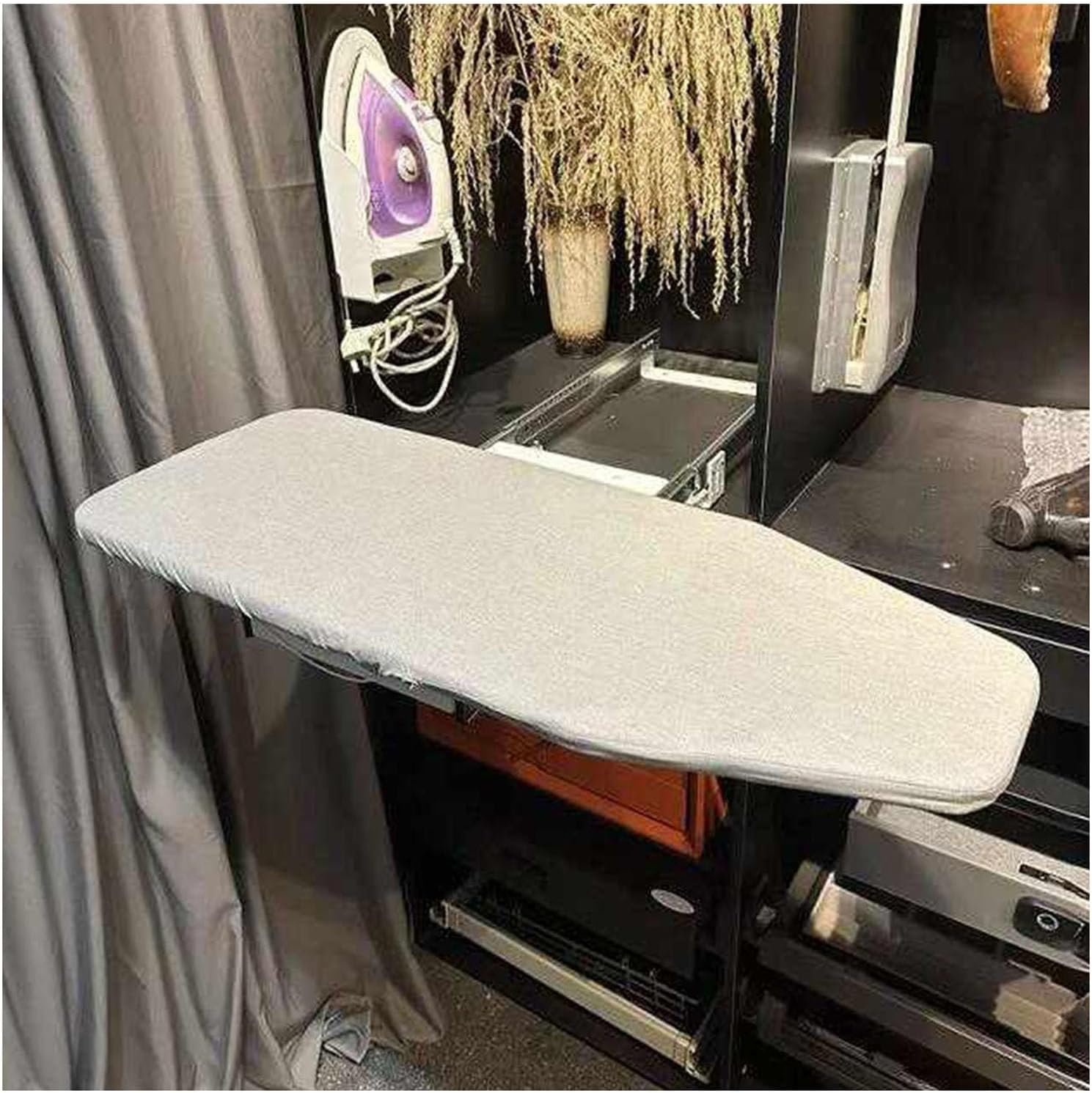 Retractable Foldable Ironing Board,Pull-Out Stow Away in The Cabinet,180° Swivel Hiding Ironing Board,with Heat Resistant Ironing Cover,Load-Bearing 20 Kg