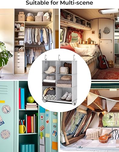 Miniatura 5 de StorageWorks Organizador de armario colgante con barra de metal, organizadores de armario de 6 secciones y almacenamiento, estantes colgantes