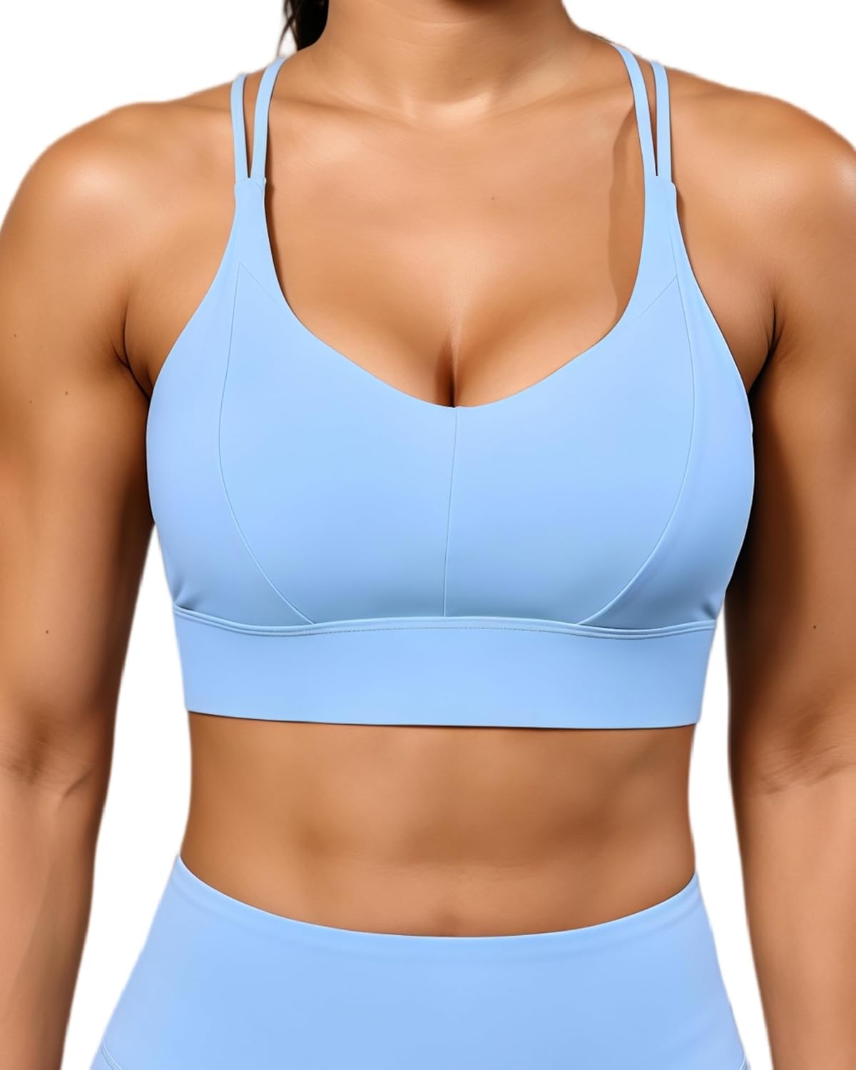 Grace Form Sports Bra for Women Strappy Medium Support Push Up Padded Sports Bra for Running Workout Bra Yoga Bra