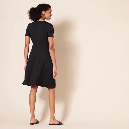 Miniatura 3 de Tienda Essentials - Vestido de manga corta para mujer, estilo cruzado falso