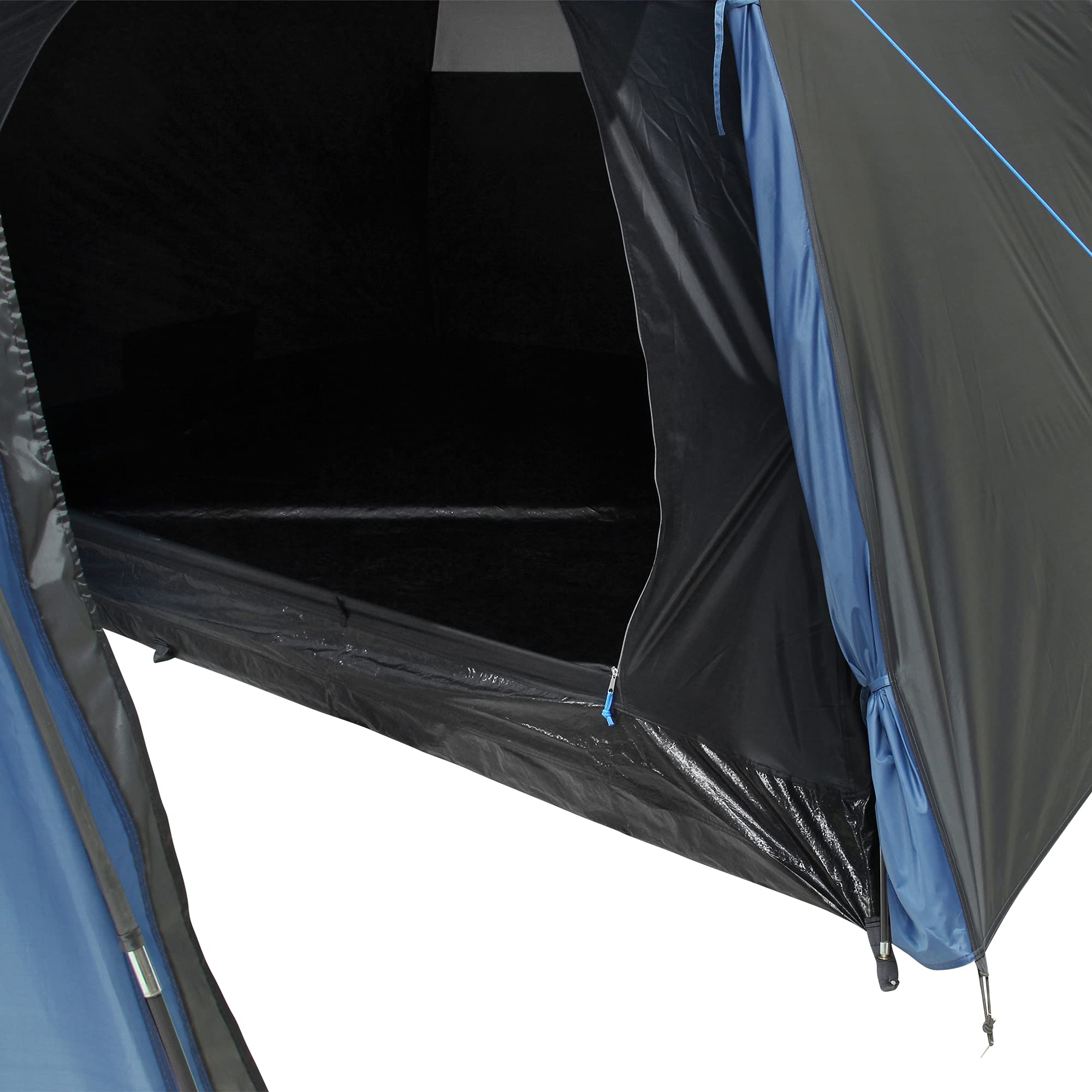 your GEAR Zelt Cetona - Campingzelt in 2 Größen für 4 oder 5 Mann, Kuppelzelt mit 3000 mm Wassersäule, Wohn-/ Vorraum, 2 Eingänge, Stehhöhe, dunkle Schlafkabine, Festivalzelt in Blau Grau