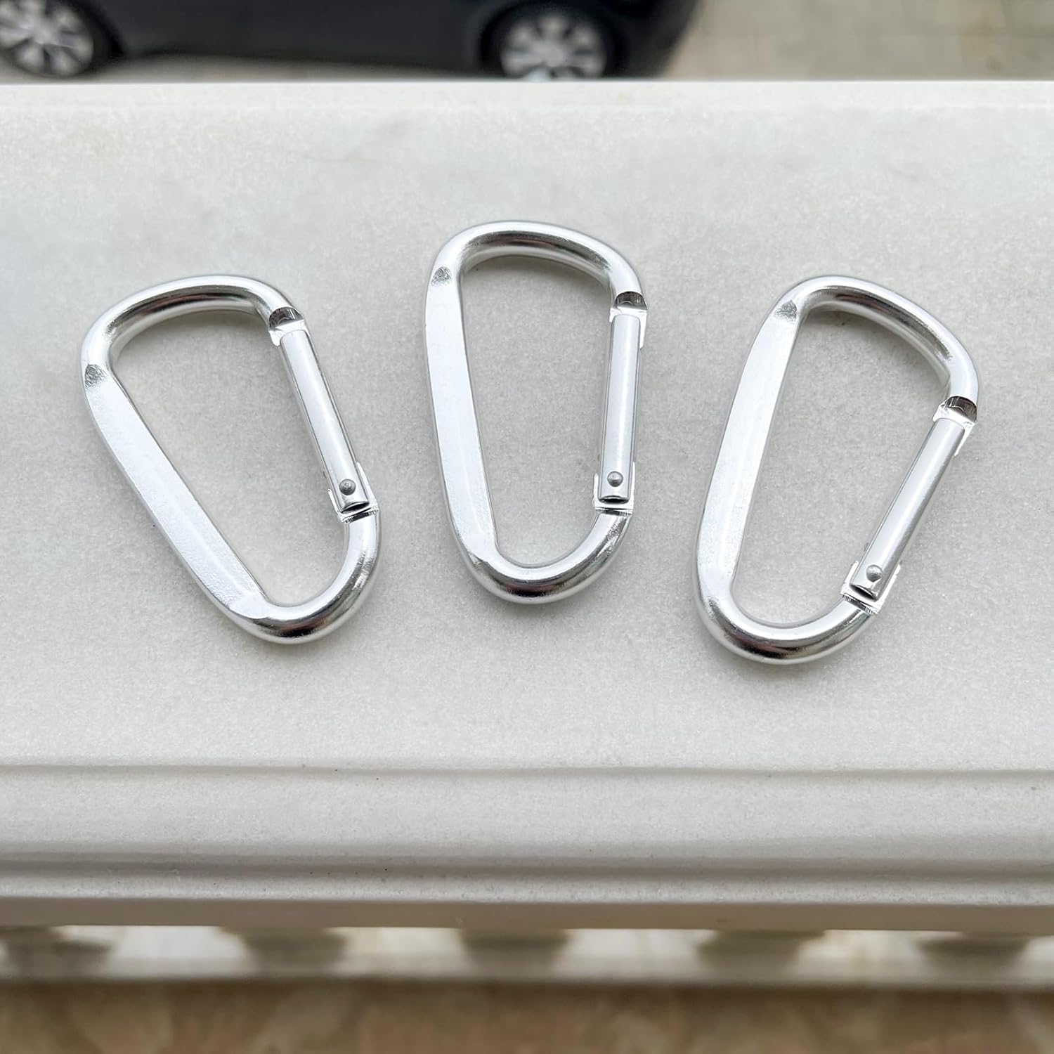 3" Aluminum Carabiner Clips, 12PCS D Ring Shape Keychain Carabiners Hook Buckle - Image 7