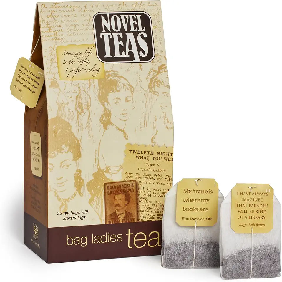 Novel Teas Book Lover's Tea contains 25 teabags individually tagged with literary quotes from the world over, made with the finest English Breakfast tea, for the book lover