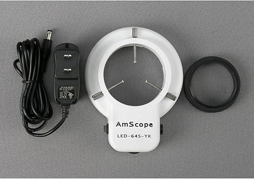 Miniatura 6 de AmScope SM-1BSZ-144S Microscopio de zoom estéreo binocular profesional, ocular WH10x, aumento de 3.5x-90x, objetivo de zoom 0.7X-4.5X, anillo de luz