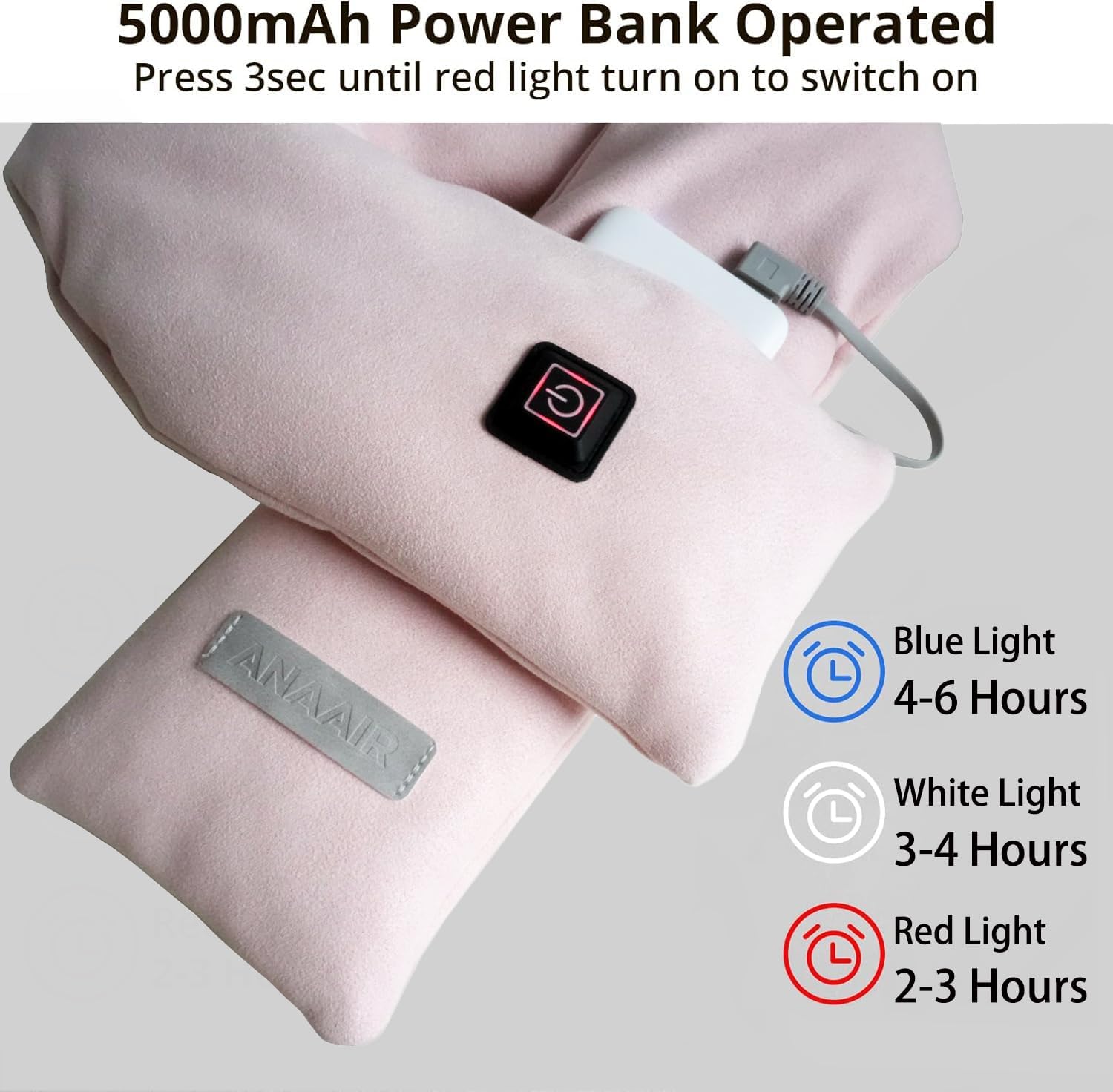 Neck Heating Pad, Electric Heated Scarf with 5000mAh Power Bank, Cordless Neck Warmer for Pain Relief - Image 5