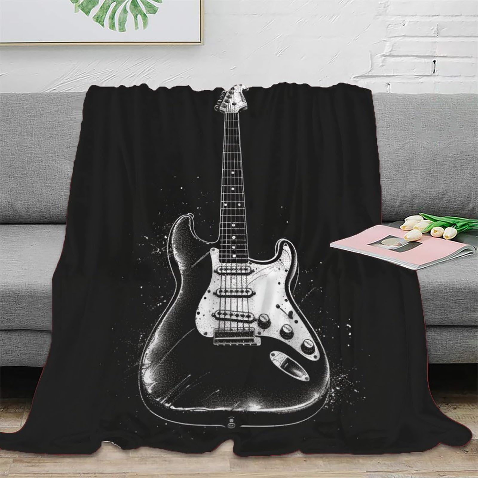Couverture musique guitare d'art plaid de voyage doux et chaud