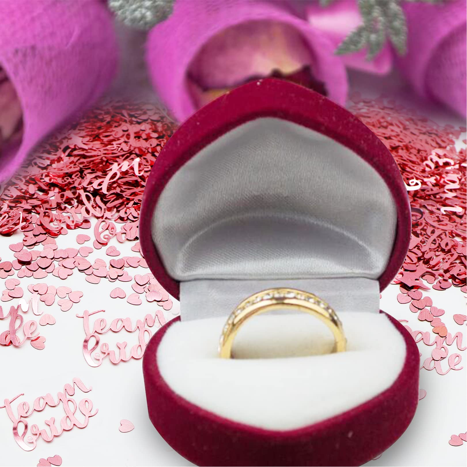 100 Coriandoli da Sposa, Coriandoli in Oro Rosa per Addio al Nubilato, Ornamento da Tavolo TeamBride Coriandoli Glitter Oro Rosa per Tavolo da Matrimonio, Decorazioni per Addio al Nubilato