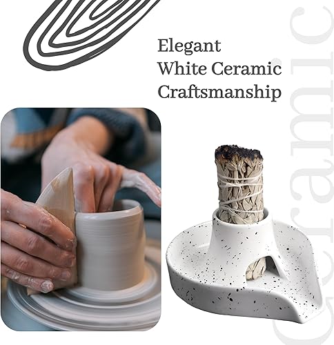 Miniatura 2 de Soporte para incienso de salvia, fácil de limpiar, 3 en 1, cuenco para manchas de salvia blanca, cuenco de cerámica para quemar salvia blancapalo de