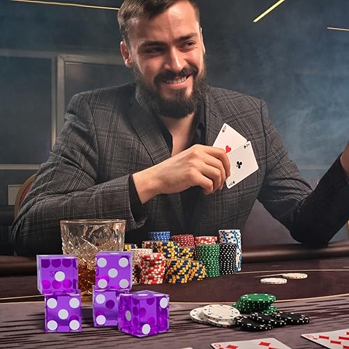 Miniatura 45 de GSE Games & Sports Expert Juego de 25 dados de casino de grado AAA de 0.748 in con bordes afilados y números serializados a juego para RPG