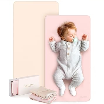 2 Pack Vegan Leather Baby Changing Mat, Large 30" x 17" Waterproof Foldable Diaper Mat, Wipe-Clean Portable Changing Pad for Travel, Home & Diaper Bag, Baby Essentials for New MomsBeige&Light Pink