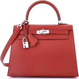 Pre-Loved Kelly Handbag Red Epsom with Palladium Hardware 25, Rouge Garance