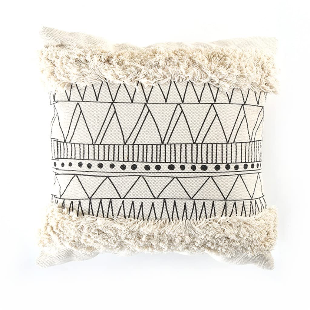 MFJGHU Minimalist Decor Sofa Geometric Black and White Tufted Tassel Pillowcase Christmas Pillow Case 45x45cm(Style A)