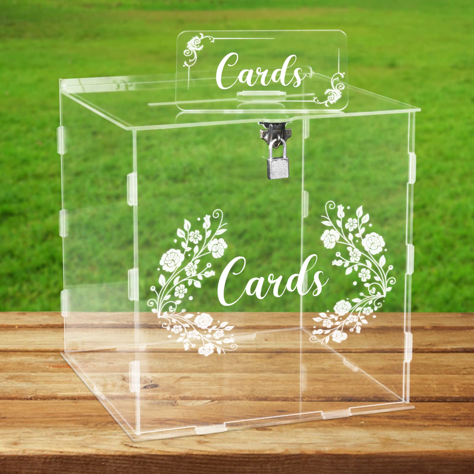 Hooqict Acrylic Wedding Card Box Clear DIY Card Box with Lock and Card Sign Party Gift Card Money Box for Wedding Reception Birthday Bridal Baby ...