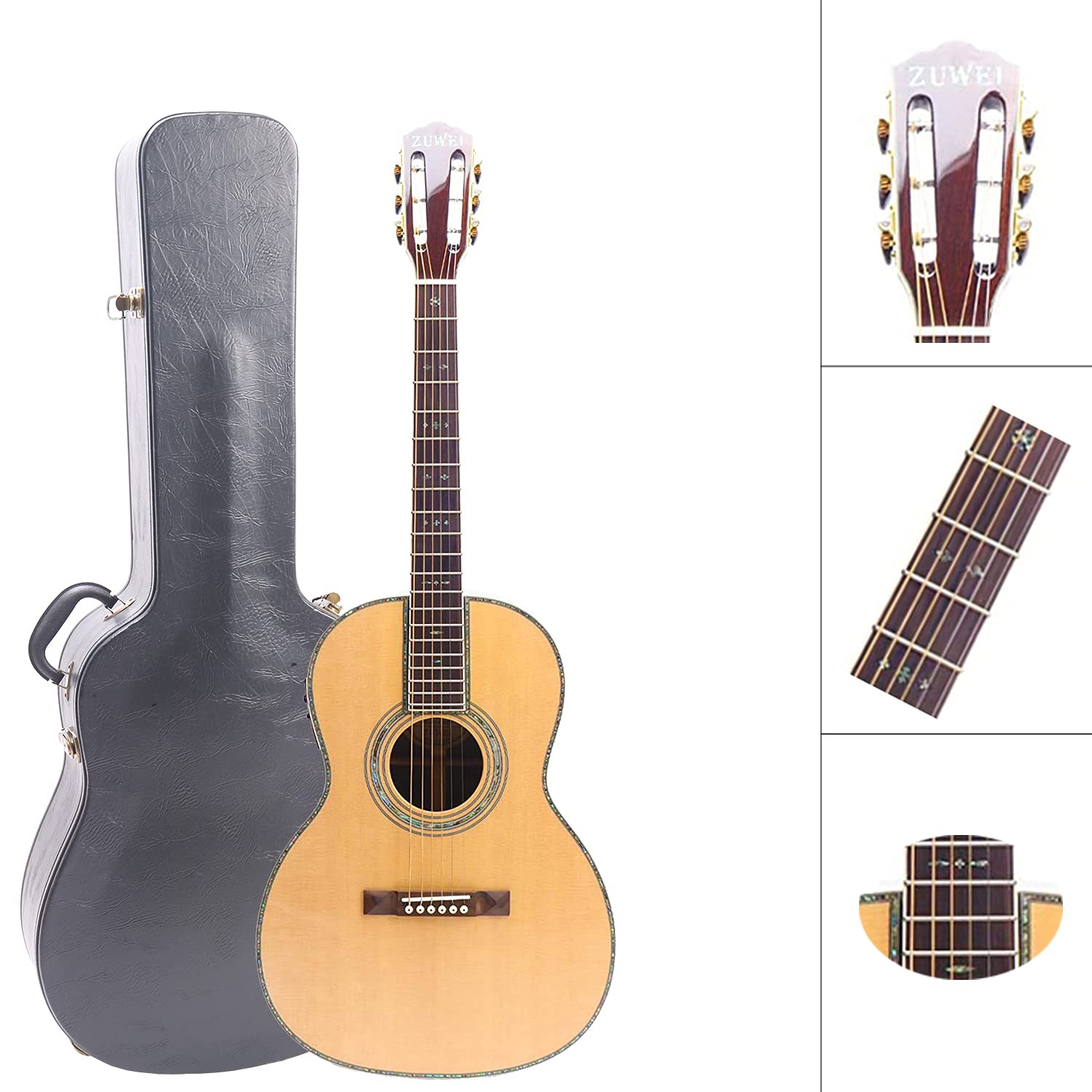 ZUWEI 39In AcousticElectric Guitar Solid Spruce Top Electro Acoustic GuitarBeginner Guitar