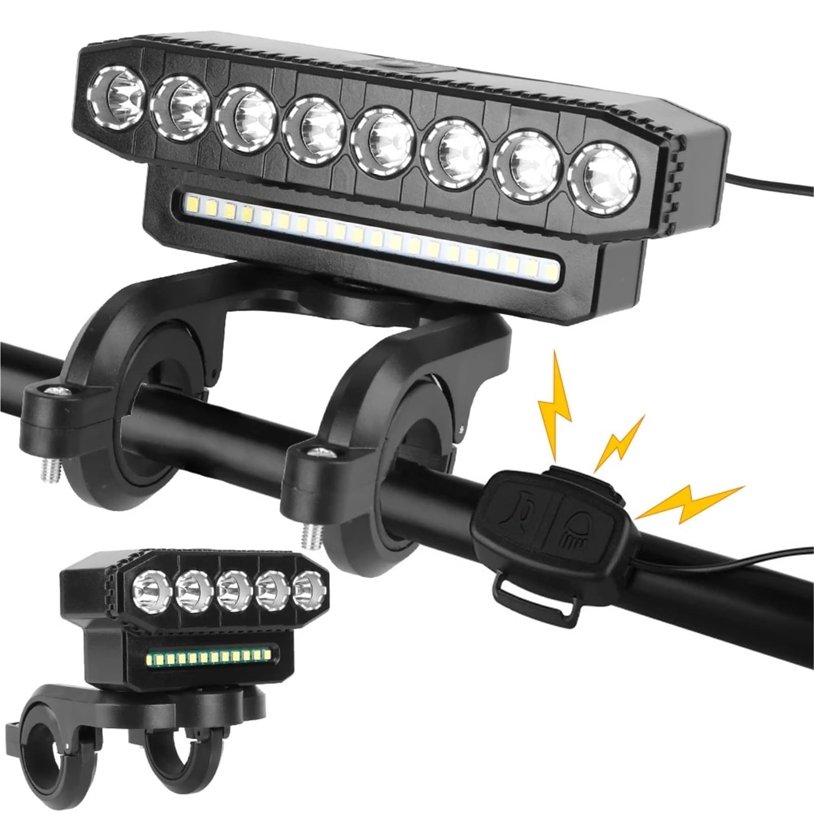 Moto LED Fendinebbi Per Faretti Per Motociclette Fari A LED Senza Fili 8/5 20/12 6 Modalità Illuminazione, Luci Bicicletta Portatili Impermeabili Ricaricabili(8LED Horn)
