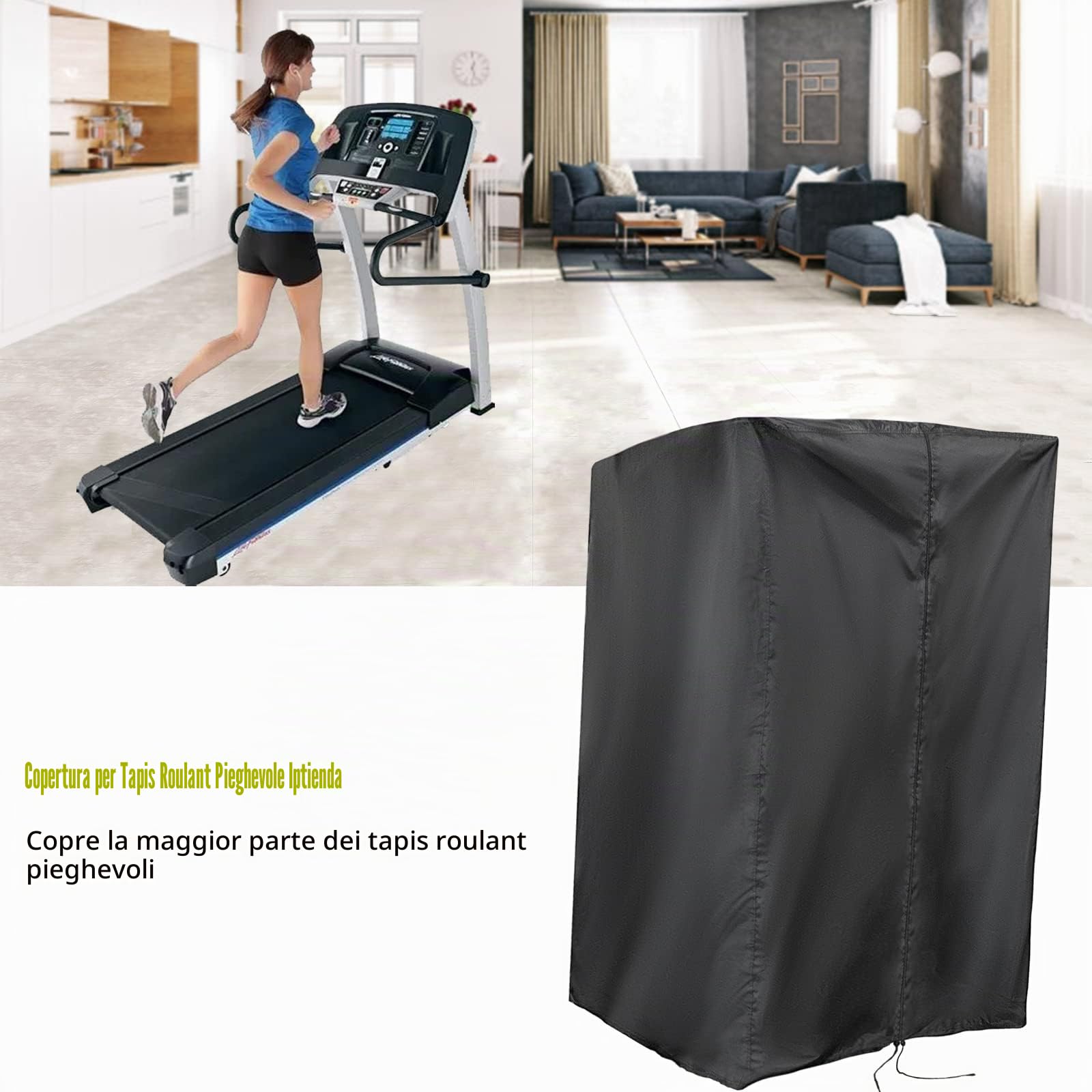 Copertura per tapis roulant impermeabile pieghevole tapis roulant copertura per casa running macchina all'aperto tapis roulant antipolvere - 117 x 97 x 168 cm (nero)