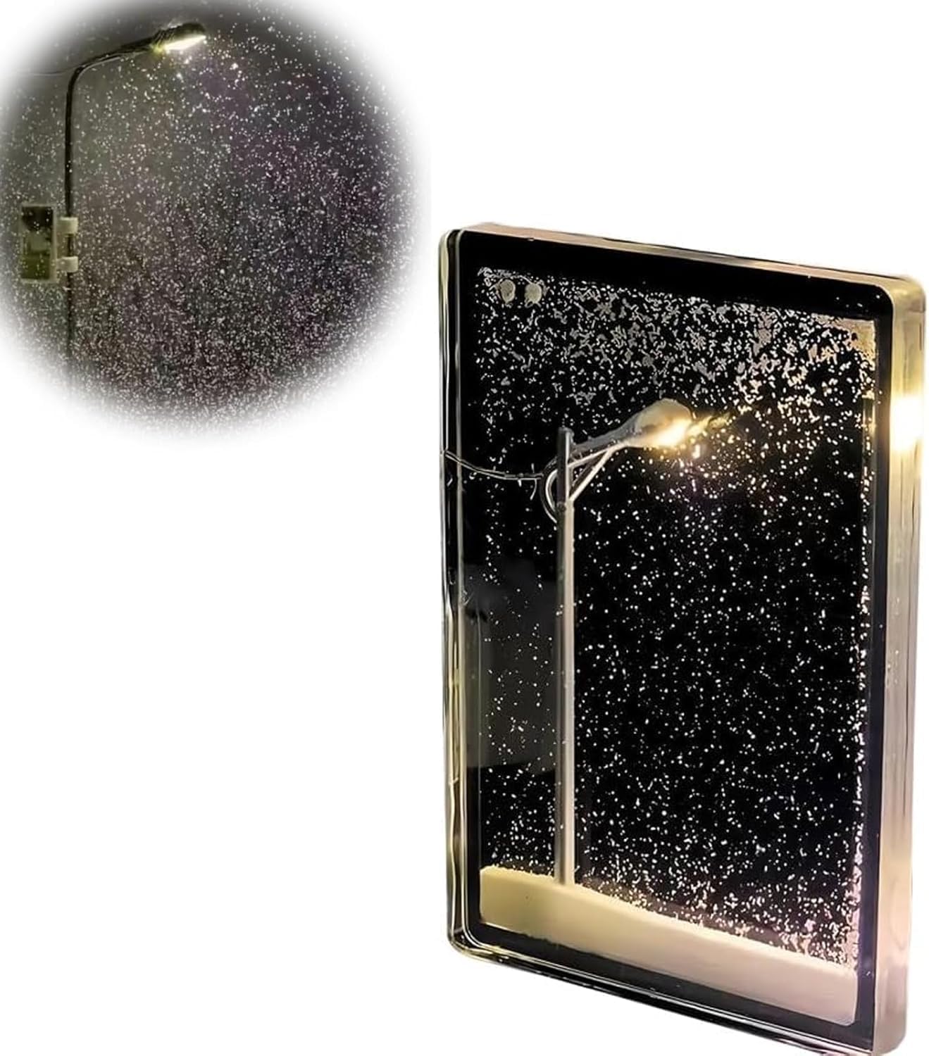 cxbyjyg Magic Snowy Landscape Night Lights Small Street Light Snowy Flowing Night DIY Christmas Lights Christmas Desktop Decor Handmade