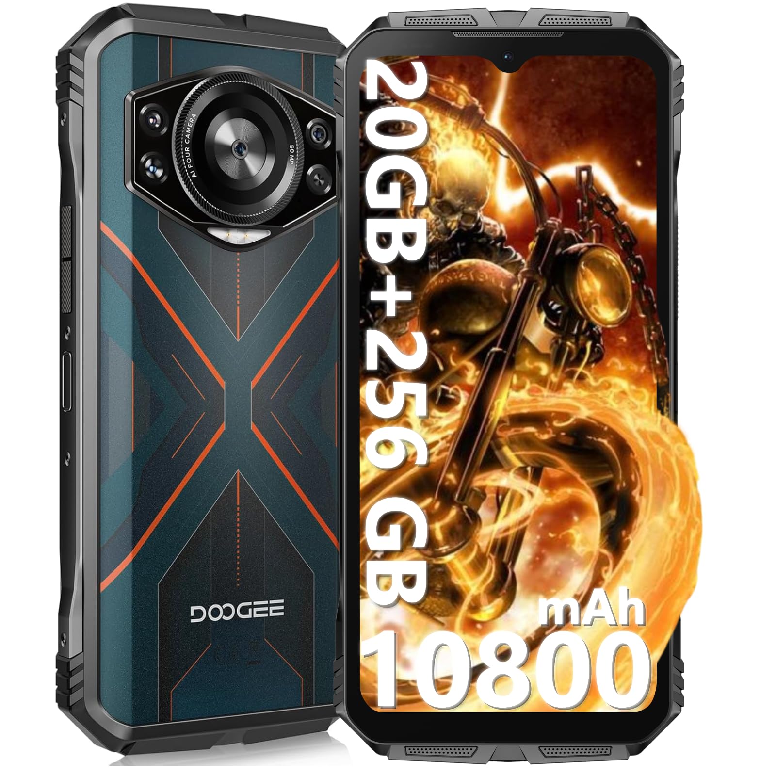 DOOGEE S cyber Rugged Smartphone(2024), 20GB RAM+256GB ROM, 10800mAh Android 14 Smartphone Indistruttibile, 6.58”FHD Telefono Rugged, 50MP+16MP Octa-Core Cellulare Rugged, Face ID/Fingerprint/NFC/GPS