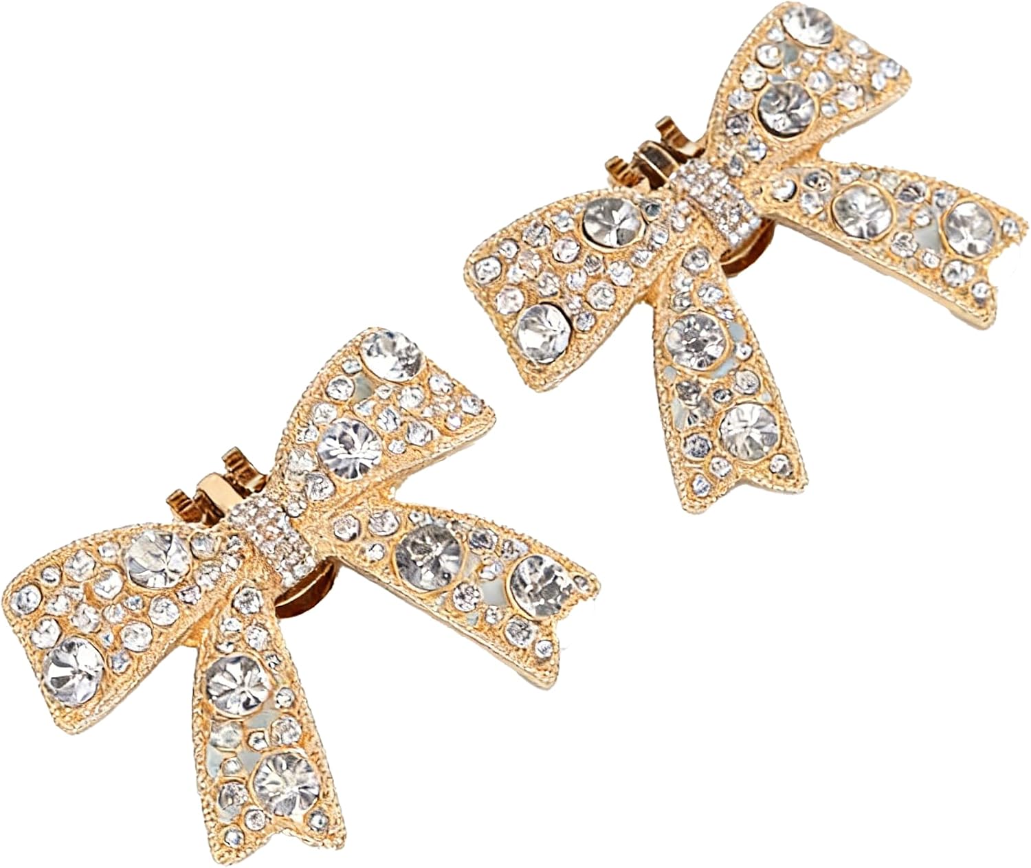 Jumwrit 2Pcs Womens Crystal Rhinestone Bow Shoe Clips Detachable Sparkling Bowknot Shoe Charms Fashion Bridal Wedding Shoe Buckles Decorations Shoes High Heels Flats Accessories for Party Prom