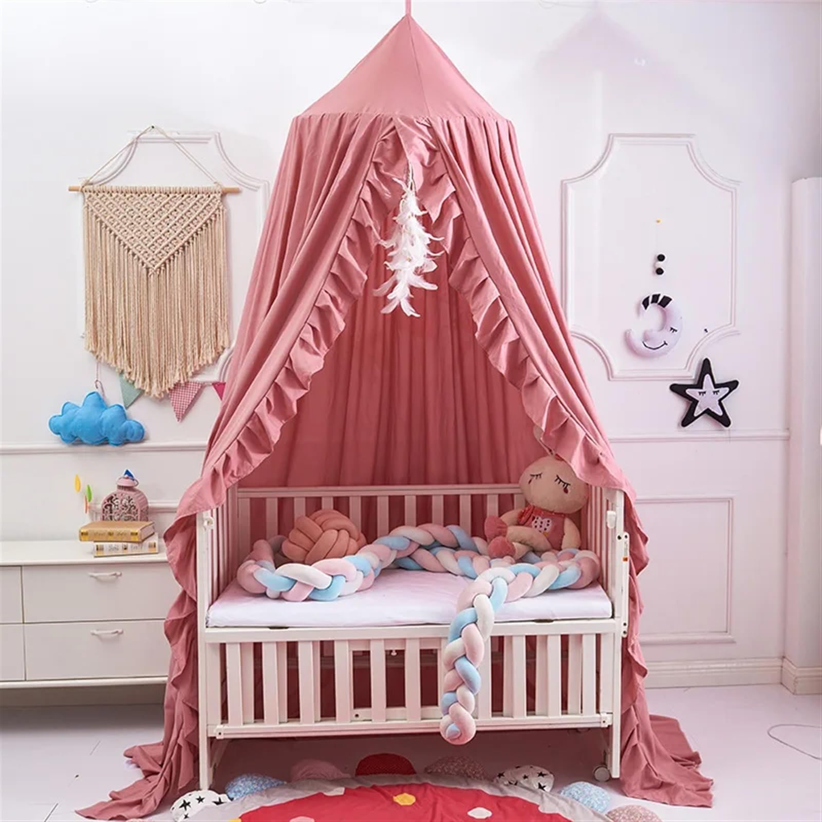 Biancheria da letto for bambini sospesa Tende for letto a cupola Tende a baldacchino Zanzariera Copriletto Tende for bambini che leggono Giocando Decorazioni for la casa(Pink)
