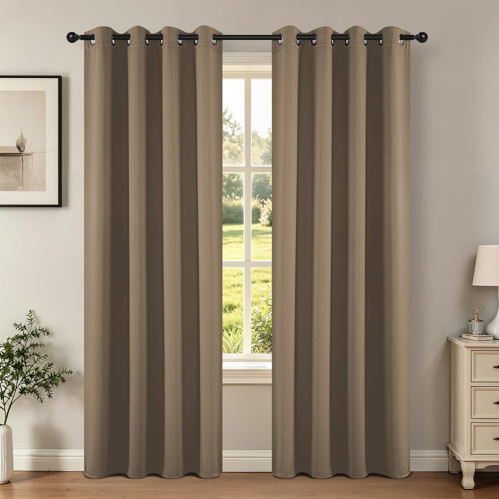Joydeco Blackout Curtains 120 Inch Length 2 Panels Set, Thermal Insulated Long Curtains& Drapes 2 Burg, Christmas Drapes for Living Room Bedroom Window