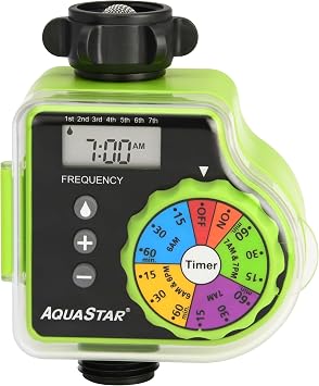 AQUASTAR Single-Zone Hose Watering Timer Green, Automatic Irrigation for Lawn, Garden, Yard, One Outlet