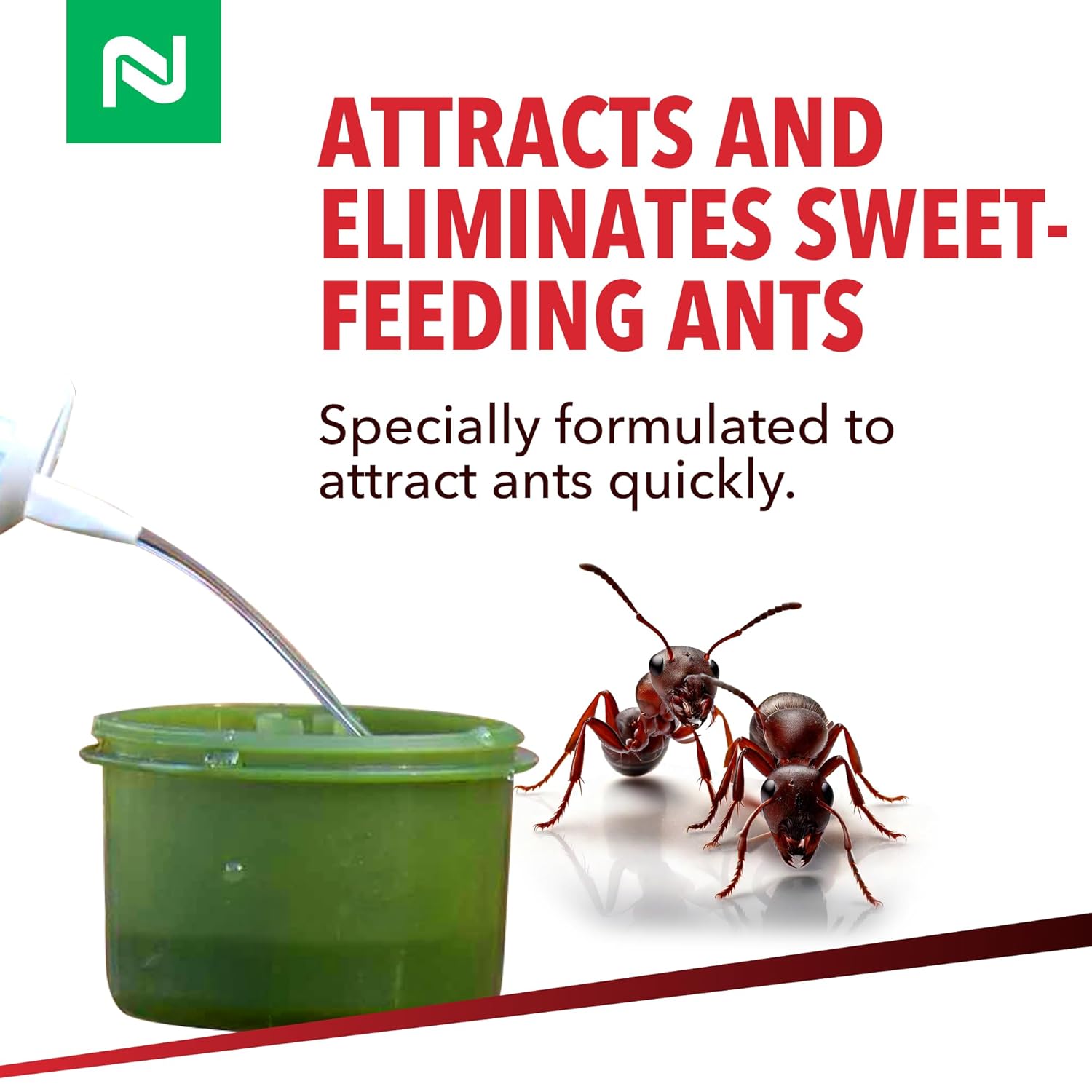 Dominant 1% Liquid Ant Bait, Borax-Based Formula, Attracts and eliminates Sweet-Feeding Ants, Effective for Large and Multi-Queen Colonies, Indoor and Outdoor Use, 1 Quart