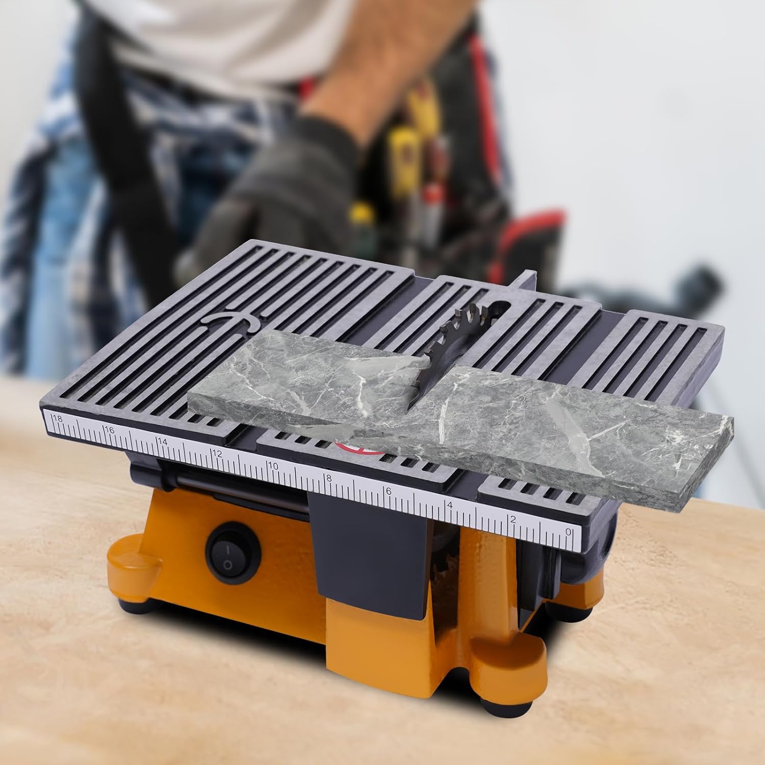 4" Mini Portable Table Saw, Compact Electric Cutting Machine with 3 Blades, Adjustable Miter Guide, High-Speed Motor – Perfect for DIY Crafts, Wood, Metal, Ceramic, Glass