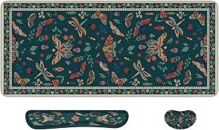 iCasso Large Mouse pad for Desk, Computer Desk Mat, 3Pcs XXL Keyboard and Mouse Pad + Keyboard Wrist Rest, Desk Matt for Desktop, Easy Typing Pain Relief Ultra Thick Mousepad Keyboard Mat(Green)