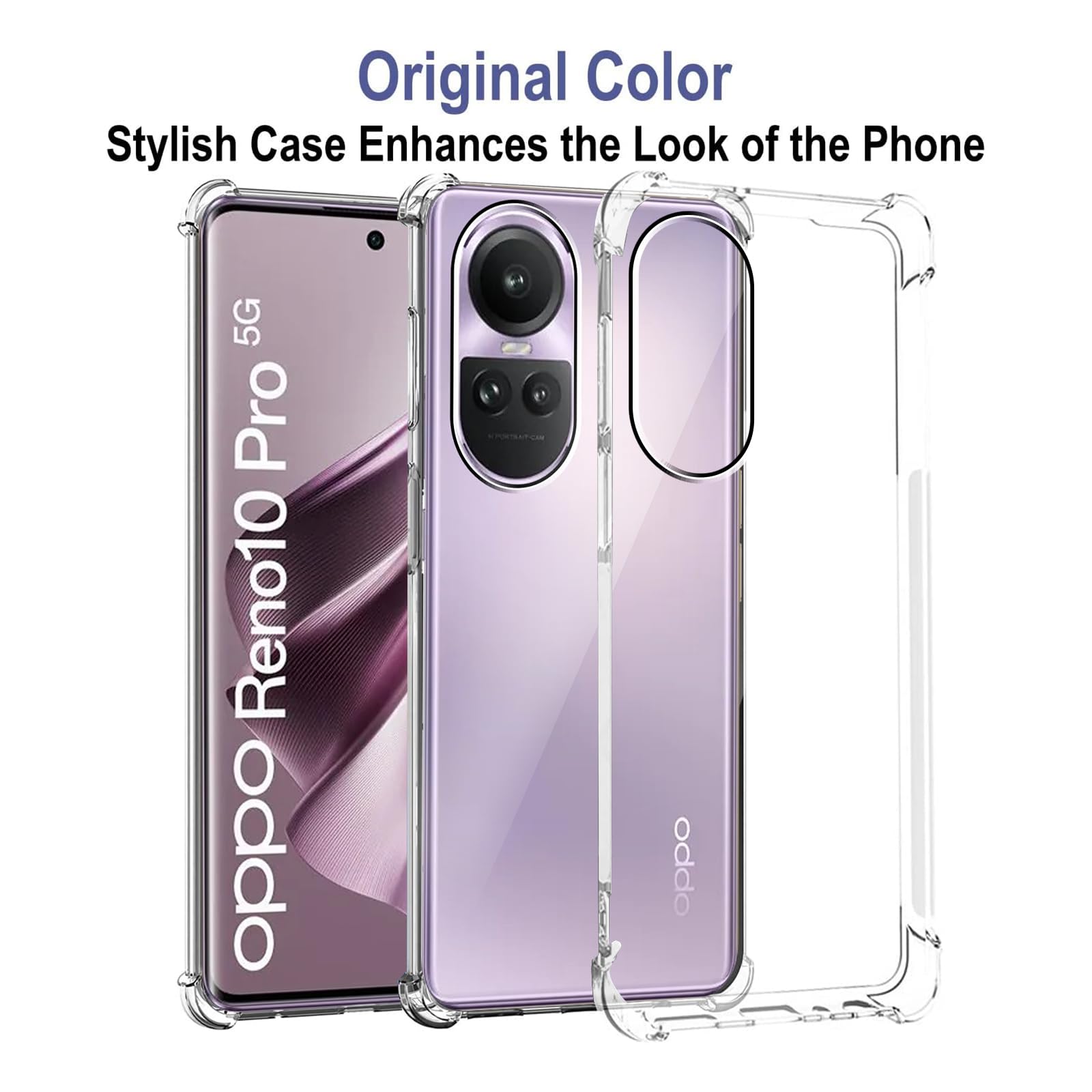 COMAKU Custodia per Oppo Reno 10 Pro 5G Cover, con Motivo a Rilievo Design, Ultra Slim Morbido TPU + PC Silicone Antiurto Antigraffio Case - 4