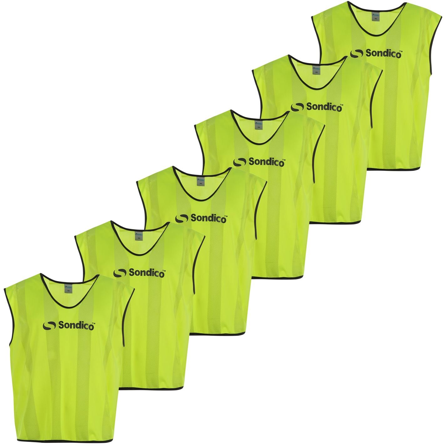 Sondico Men's Fluo Yellow Unisex 6 Pack Mesh Bibs Youths