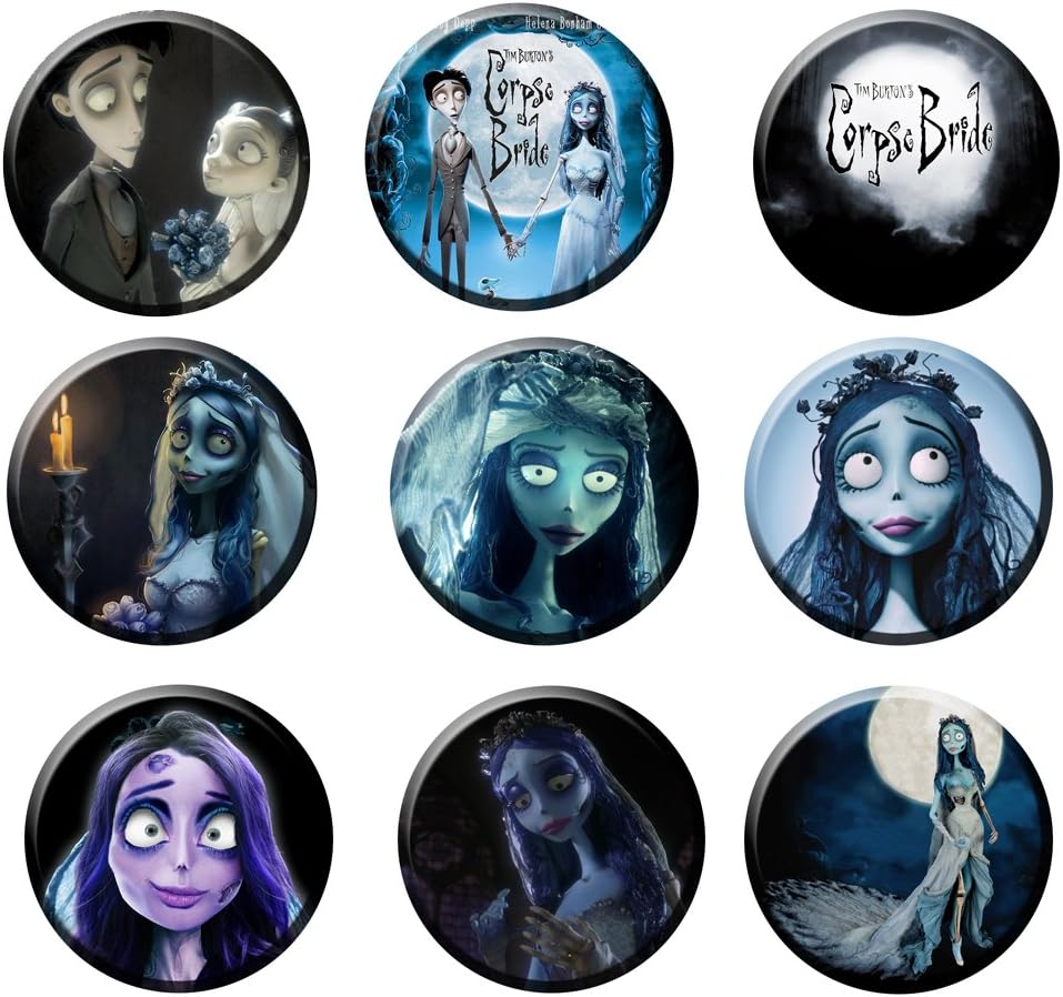 Corpse Bride #1 :Pinback Buttons Round Badges 1.25 Inch (Set of 9)