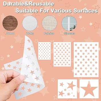 Star Stencils for Painting Reusable Wall Stencil for Crafts Leaf Stencils Templates for DIY Home Decor Art Projects,5PCS
