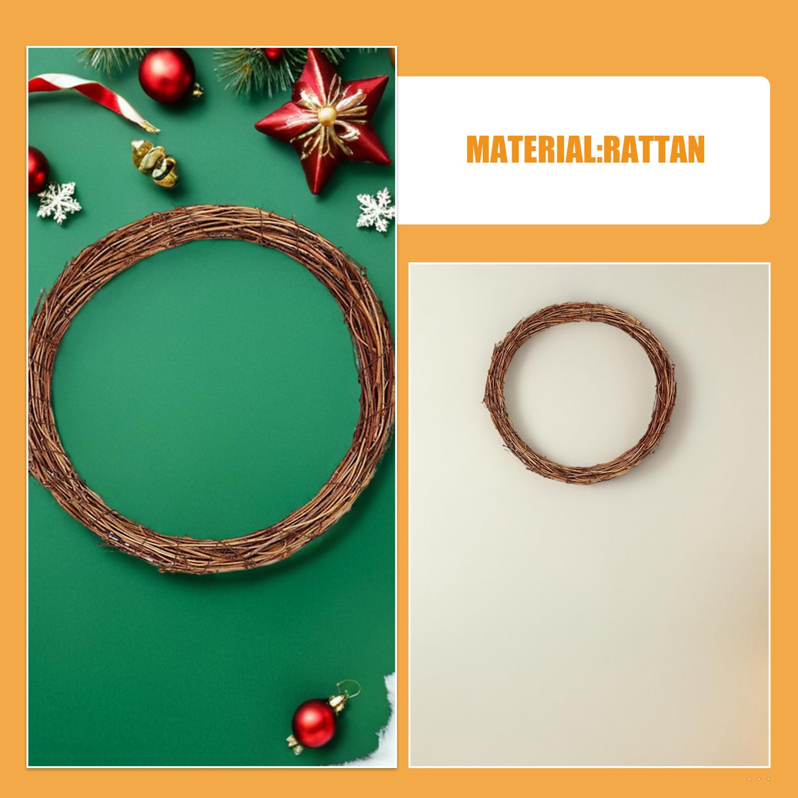 Toyvian 18 Pollici Ghirlanda di Rattan Naturale Rotonda, Artigianale, Stile